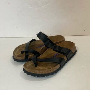 Betula by Birkenstock Mia Black Birko-Flor Sandals Soft Footbed Sz 5